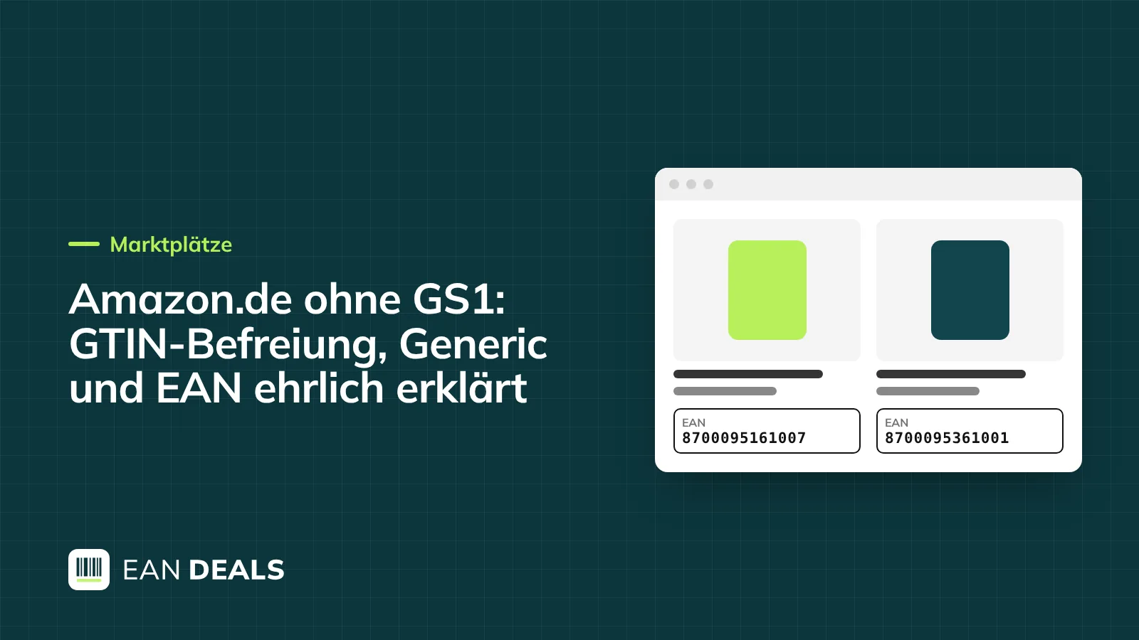 Online-Marktplatz-Ansicht mit Produktkarte und Formularfeld für die Produkt-ID