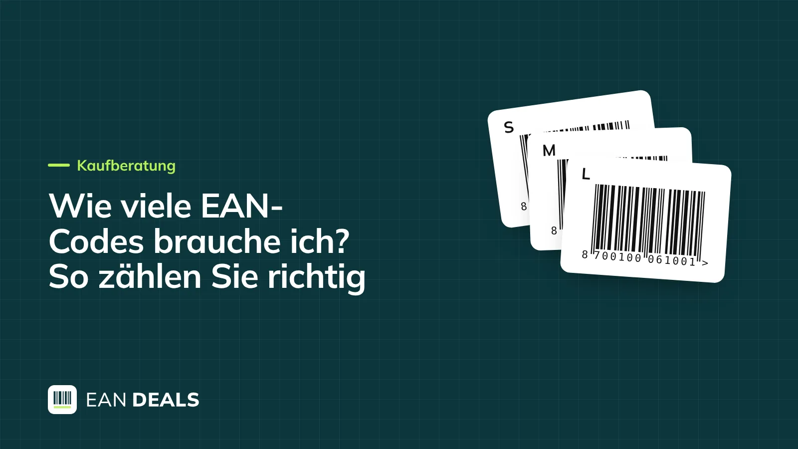 Gestapelte Produktvarianten in verschiedenen Größen mit je einem eigenen Barcode-Etikett